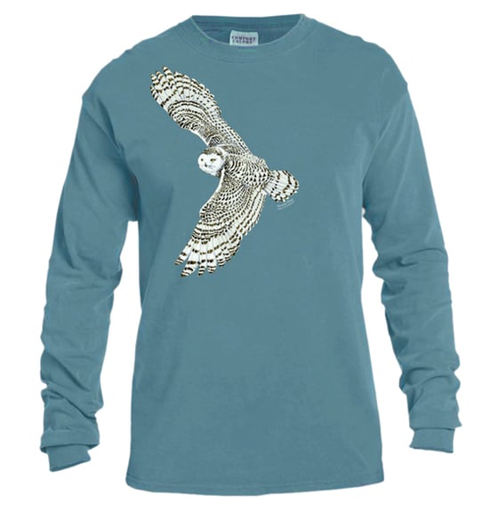 Image of Snowy Owl garment dyed long sleeve t