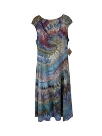 Image 3 of M Stretch Knit Fit and Flare Midi Dress in Earthy Spiral Ice Dye