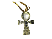 Image 3 of Clear quartz and Herkimer diamond Golden Ankh