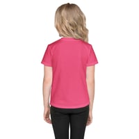 Image 4 of Girls Kids crew neck t-shirt (HOT PINK) (No Greater Relationship than Jesus)