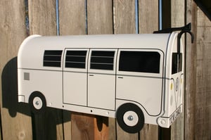 Image of White Volkswagen Split Window Single Color Bus Mailbox by TheBusBox VW Splitty