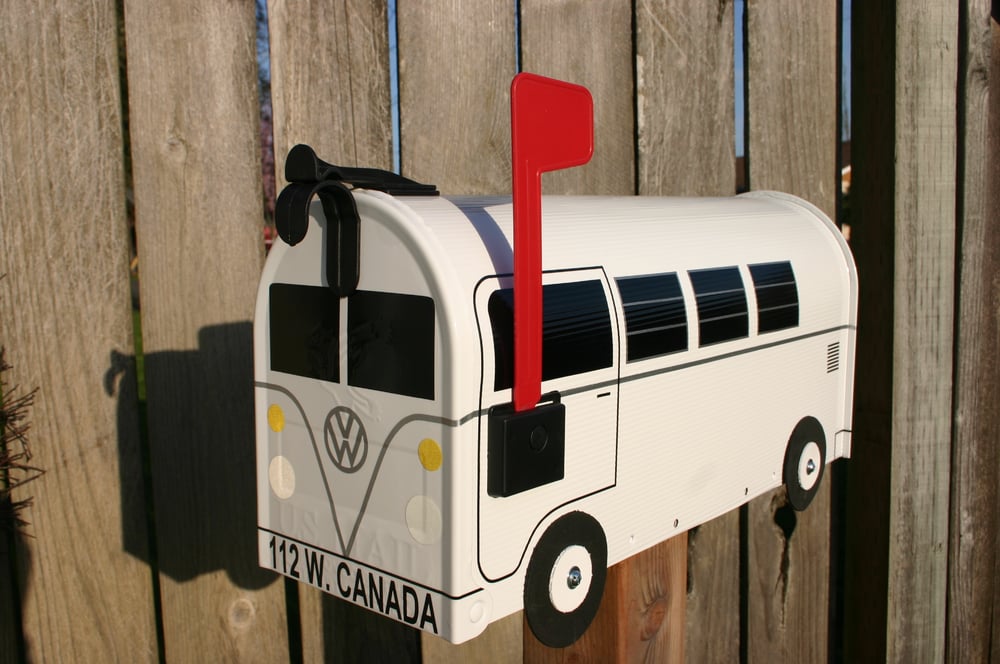 White Volkswagen Split Window Single Color Bus Mailbox by TheBusBox VW ...