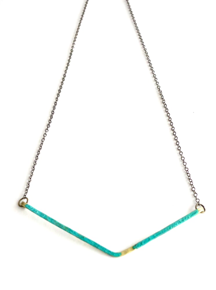 Image of Brass and Patina Hammered Necklace