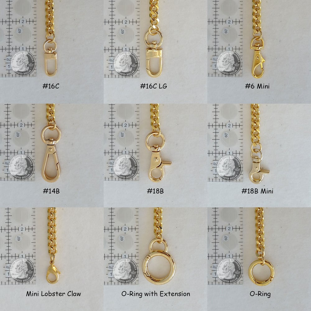 GOLD Chain Bag Strap - NEW Classy Curb Diamond Cut Chain - 3/8&quot; Wide - Choose Length & Hooks ...