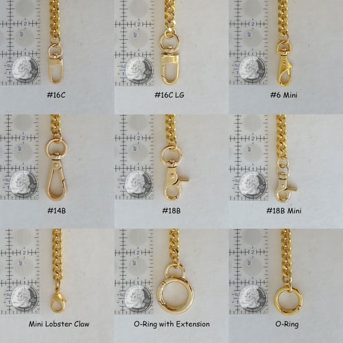 Image of GOLD Chain Bag Strap - Thick Classy Curb w/ Diamond Cut Accents - 3/8" Wide - Choose Length & Clasps