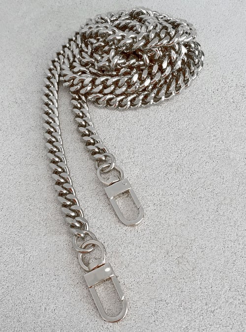 Image of NICKEL Chain Bag Strap - NEW Classy Curb, Diamond Cut Accents - 3/8" Wide - Choose Length & Clasps