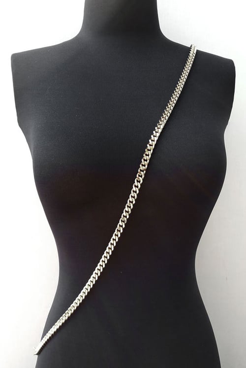 Image of NICKEL Chain Bag Strap - NEW Classy Curb, Diamond Cut Accents - 3/8" Wide - Choose Length & Clasps