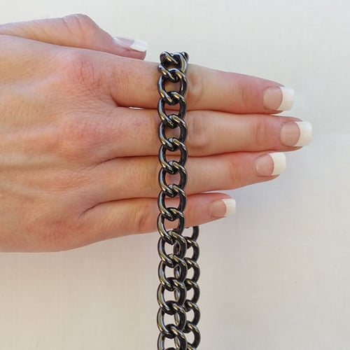 Image of GUNMETAL Chain Luxury Strap - Large Classy Curb - 7/16" (12mm) Wide - Choose Length & Hooks/Clasps