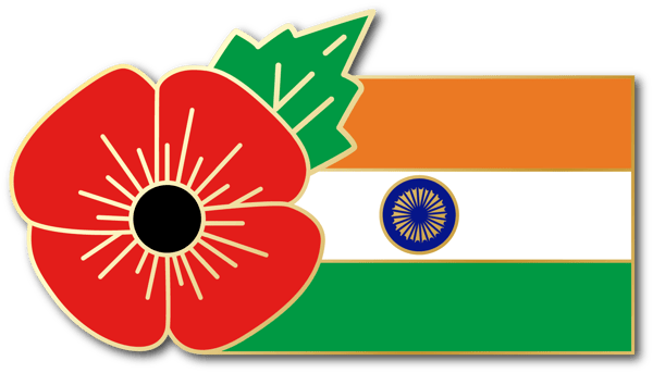 Image of INDIA FMN Poppy/Flag Combo Medal (28mm x 15.5mm)
