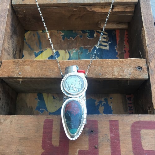 Image of REVERSIBLE SONORA SUNRISE & TURQUOISE LIGHTER HOLDER NECKLACE