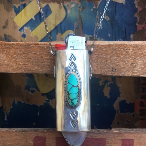 Image of REVERSIBLE SONORA SUNRISE & TURQUOISE LIGHTER HOLDER NECKLACE