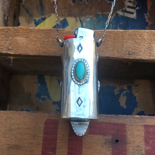 Image of REVERSIBLE SONORA SUNRISE, NICKEL AND TURQUOISE LIGHTER NECKLACE