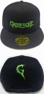 Image of Green Embroidered Grotesque Snap Back Hat 
