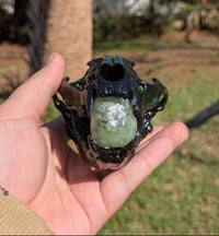 Image 2 of Holographic Prehnite Raccoon Skull