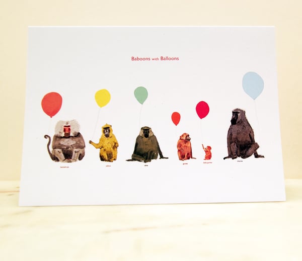 Image of Baboons with Balloons Card