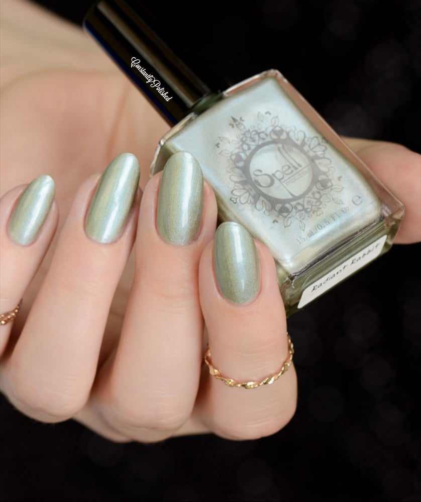 Image of ~Radiant Rabbit~ antique aqua holo nail polish "Charlie Loves Bella" Spell Polish!