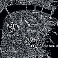 Image 3 of Typographic Street Map Of Central London (Black)