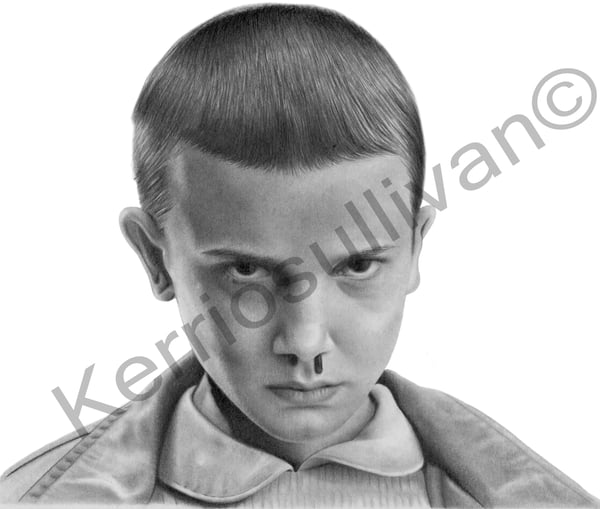 Image of Eleven Stranger Things realism pencil print