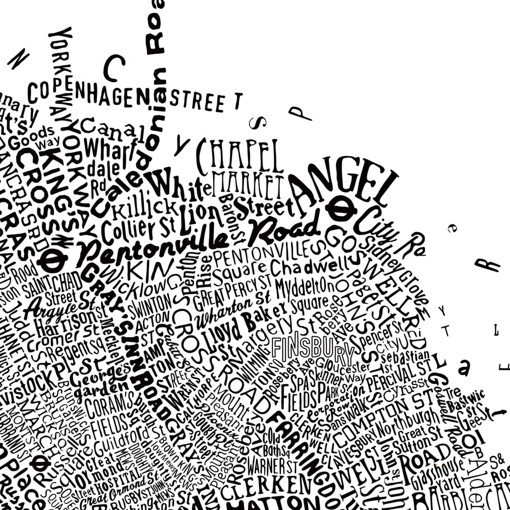 Typographic Street Map Of Central London (White)