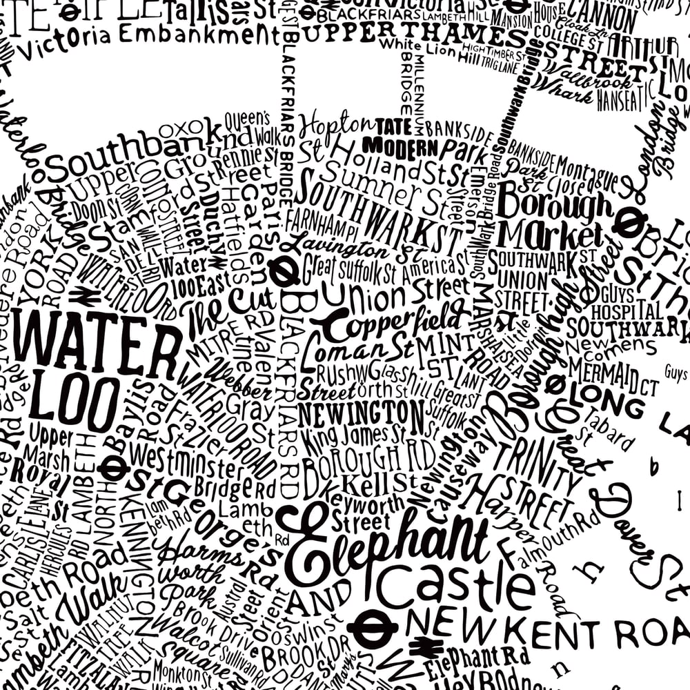 Typographic Street Map Of Central London (White)