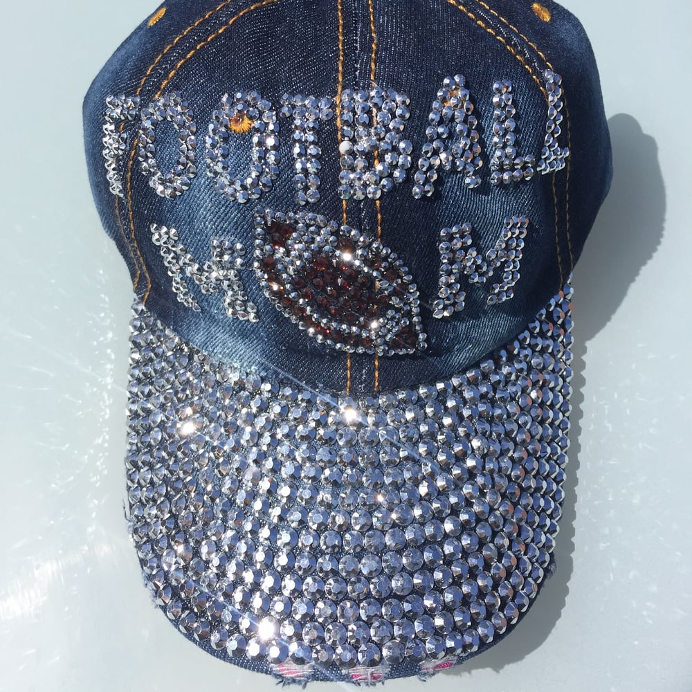 Image of Football Mom Rhinestone Trucker Cap