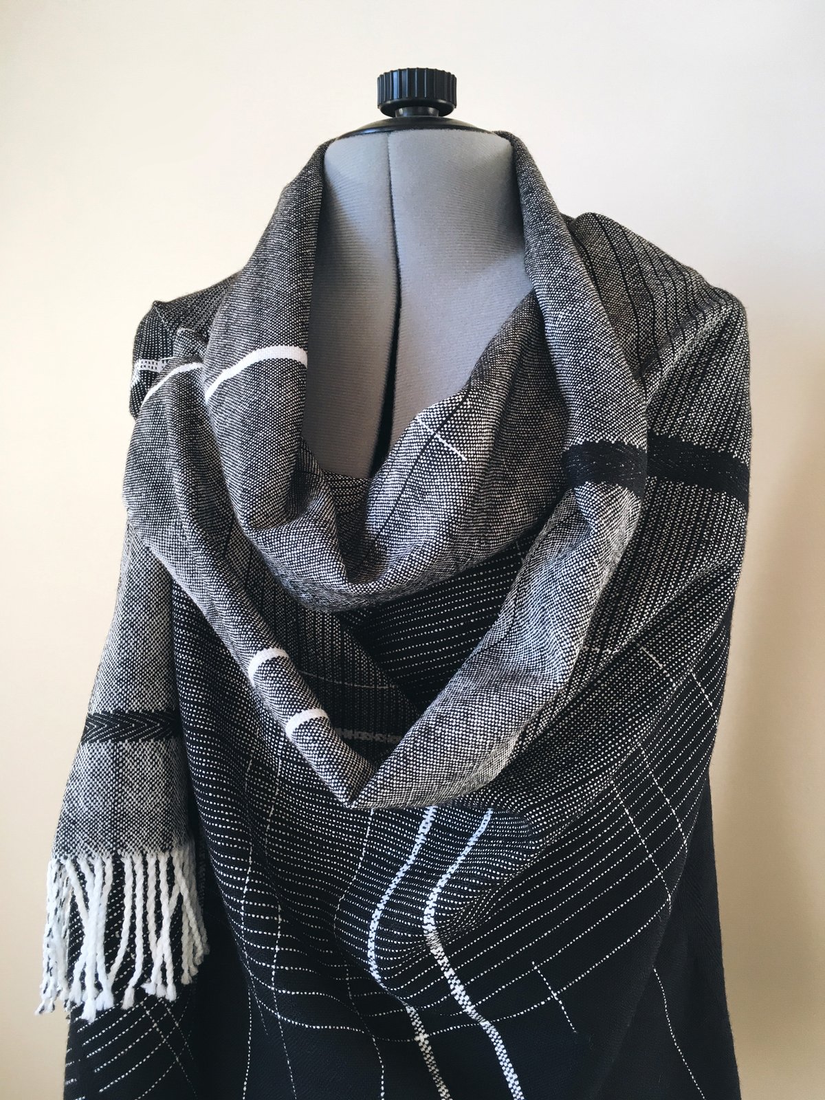 Image of black and white merino wrap