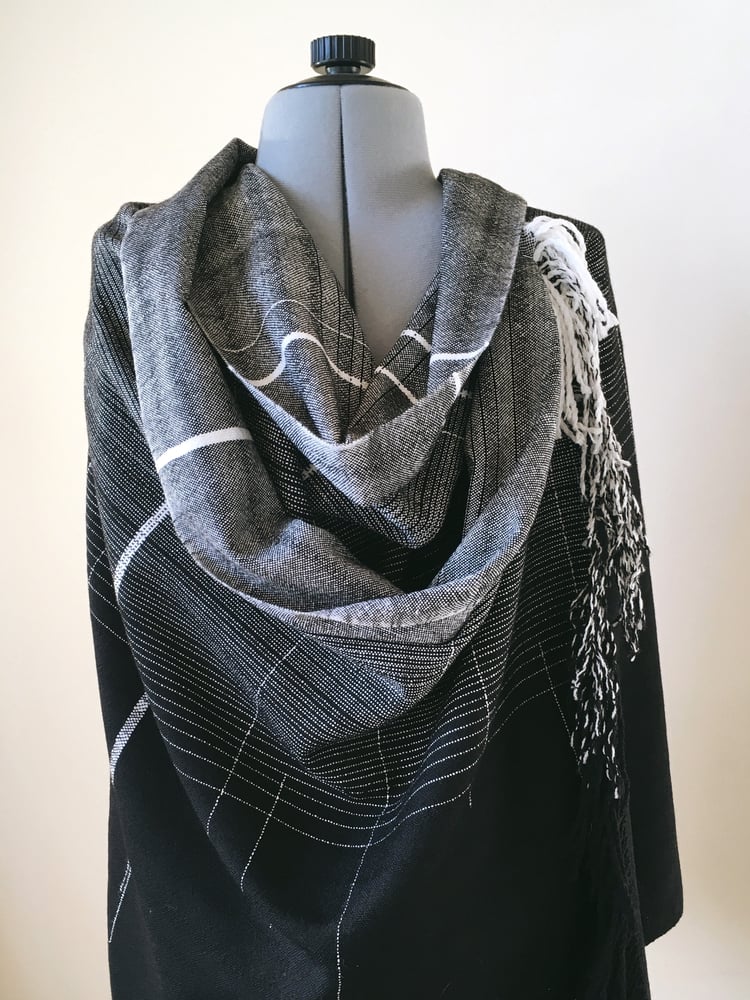 Image of black and white merino wrap