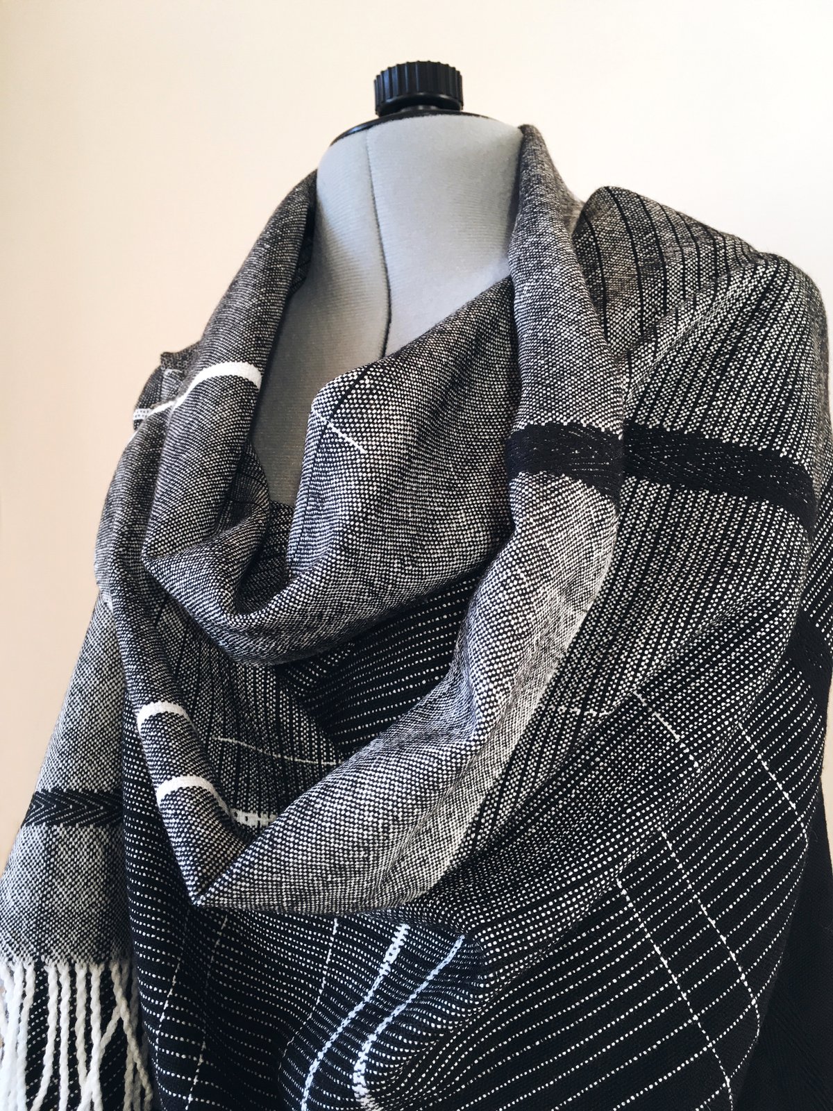 Image of black and white merino wrap