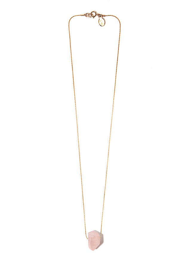 Image of Rose Quartz " Rose Tears" Necklace on 14 Carat Gold Filled Chain