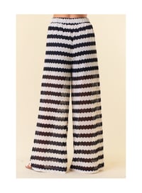 Image 4 of Striped Crochet Lace wide leg pants 