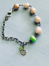 Image 1 of chunky baroque pearl and chalcedony bracelet