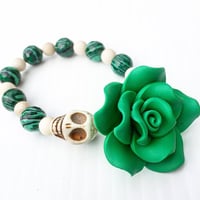 Dia De Los Muertos ~ Protection Malachite and Bone 