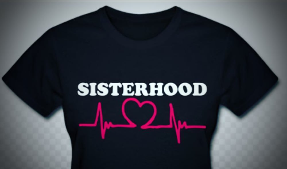 Sisterhood Breast Cancer Awareness T-Shirt- Black