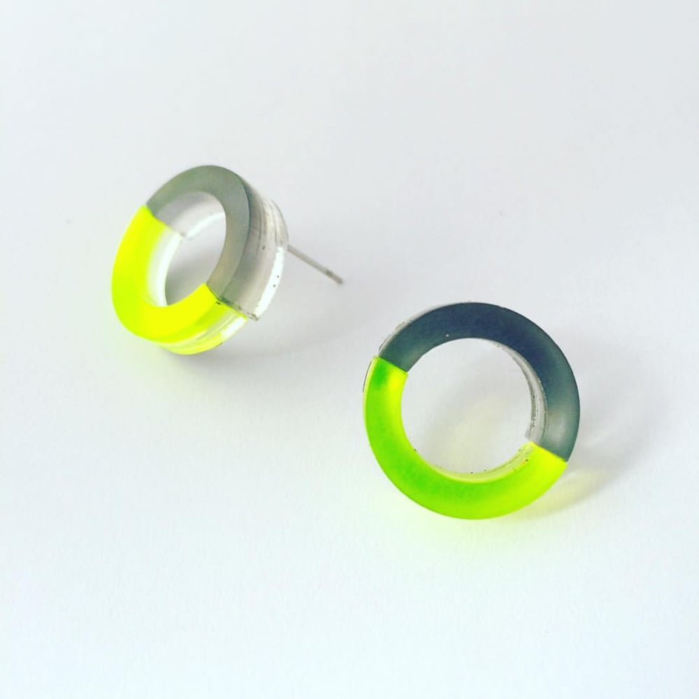 Image of Náušnice / Earrings DoubleCircle color n grey