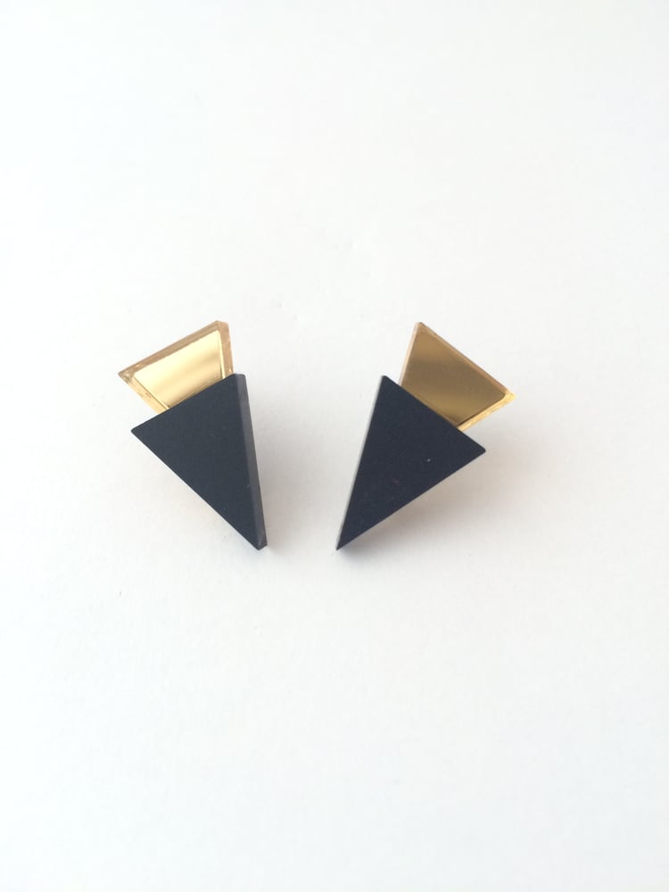 Image of Náušnice / Earrings Mini Tria - Black n mirror