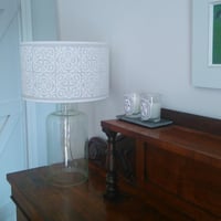Image 5 of Wide Tub Drum Lampshade Moroccan Tile White