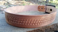 Image 4 of Custom Hand Tooled Leather Kilt Belt. Your image/design or idea. 2 1/4" wide