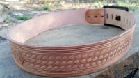 Image 5 of Custom Hand Tooled Leather Kilt Belt. Your image/design or idea. 2 1/4" wide