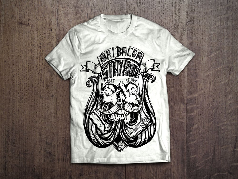 Image of Bearded skull T-shirt Barbacoa Clothing