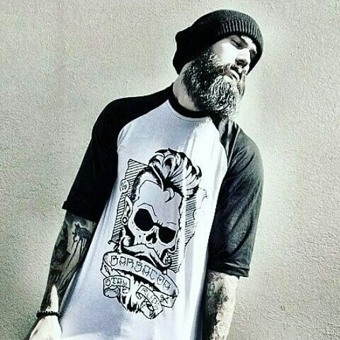 Image of Raglan Special edition 3/4 sleeve Barber Skull T-shirt