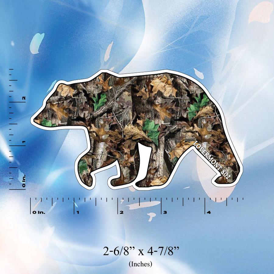 Image of Vermont Realtree Camo Bear Stickers - Digital printed bumper decal