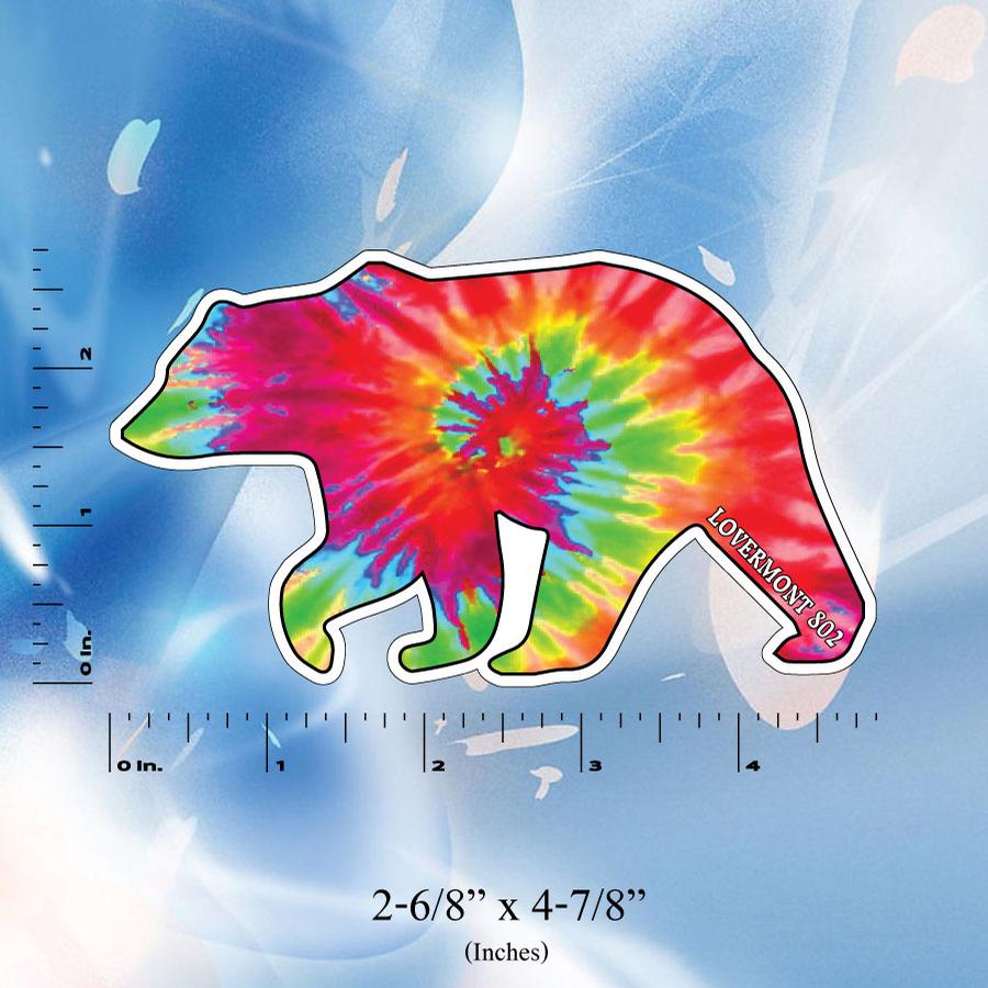 Image of Vermont Tie Dye Bear Stickers - Digital printed bumper decal