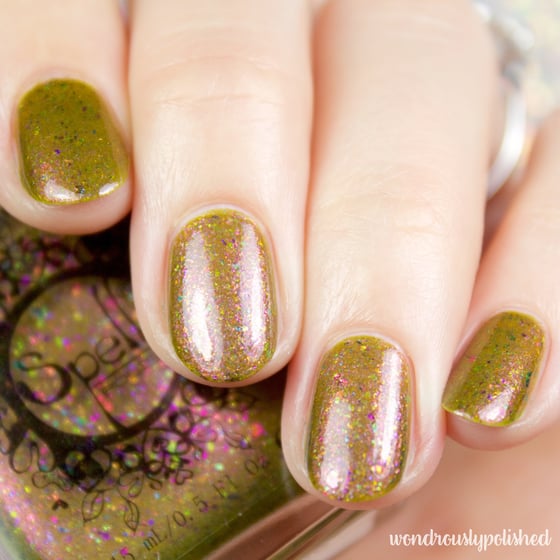 Image of ~Heartland~ dark mustard duochrome w/multichrome flakes nail polish!