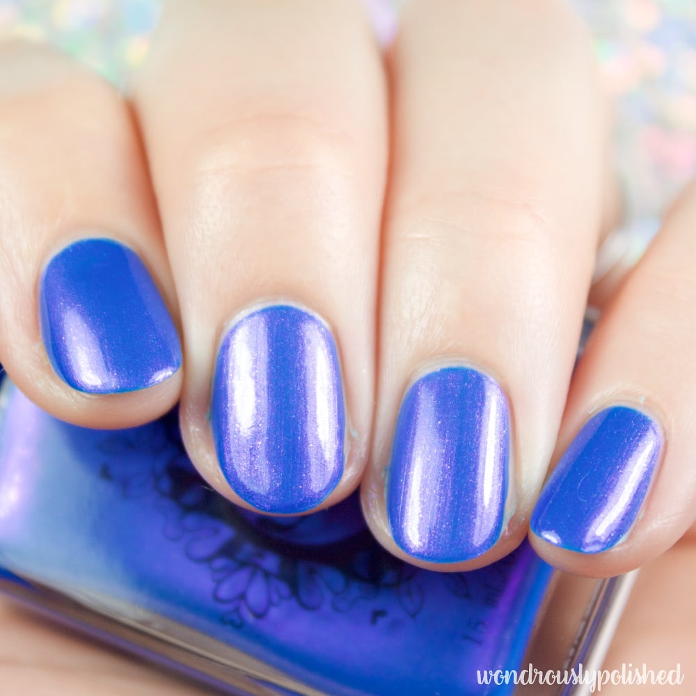 Image of ~Turning Back Waves~ creamy cerulean blue/pink duochrome nail polish!