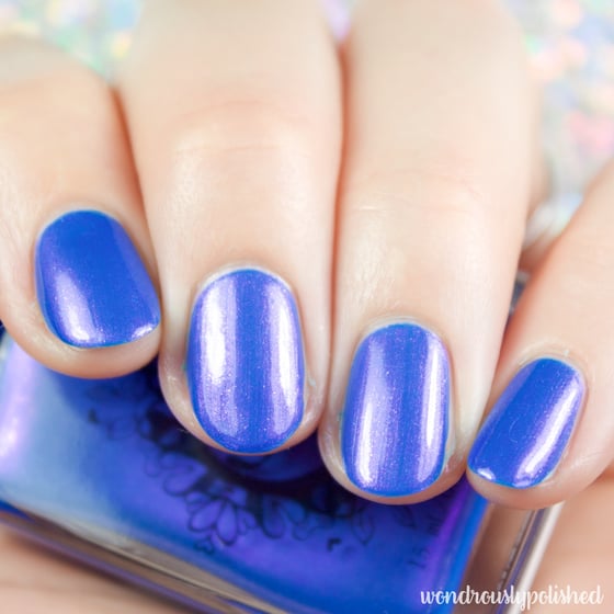 Image of ~Turning Back Waves~ creamy cerulean blue/pink duochrome nail polish!