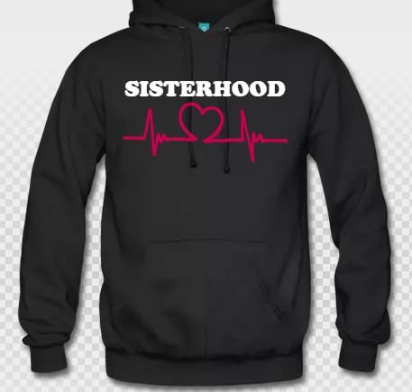 Sisterhood Breast Cancer Awareness Hoodie- Black