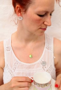 Image 2 of green cup and saucer necklace