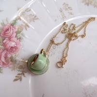 Image 3 of green cup and saucer necklace