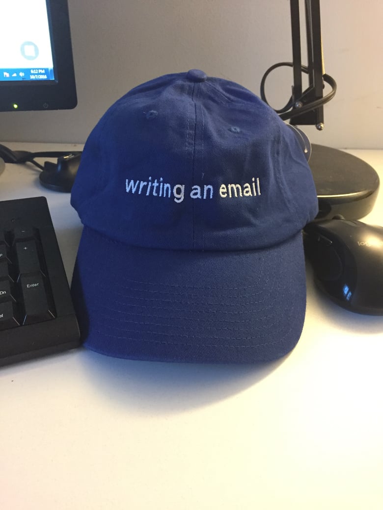 Image of WRITING AN EMAIL HAT - collaboration with Pete Halupka