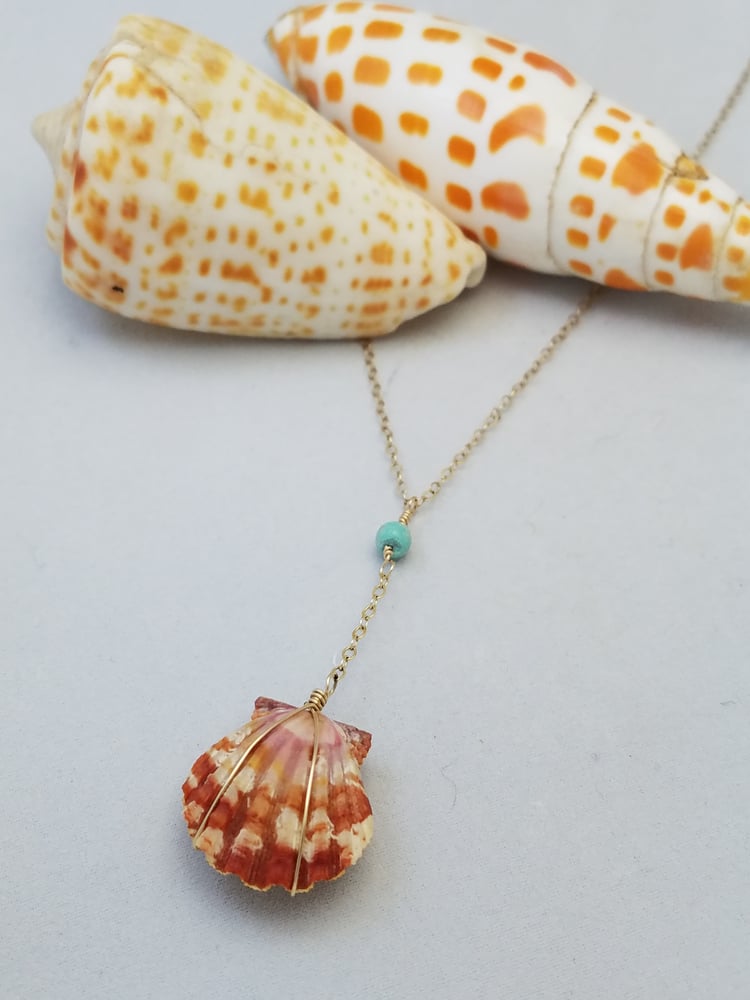 Image of Whole natural Sunrise shell pair necklace